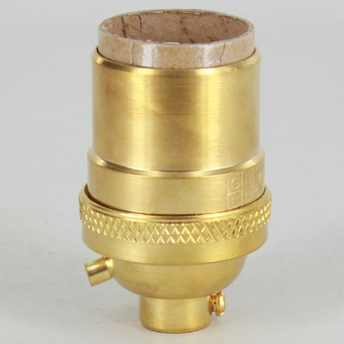 Unfinished Heavy Turned Brass Keyless E-26 Socket with 1/8ips. Cap and Ground Terminal