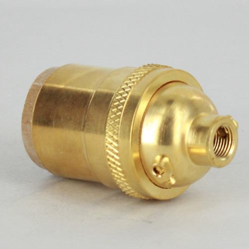 Unfinished Heavy Turned Brass Keyless E-26 Socket with 1/8ips. Cap and Ground Terminal