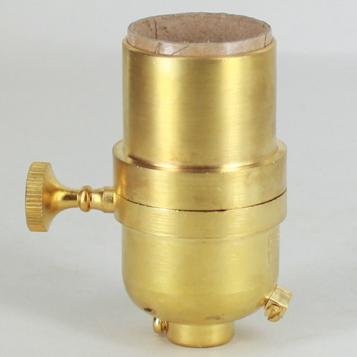 3-Way Round Key Smooth Shell Cast Lamp Socket - Unfinished Brass