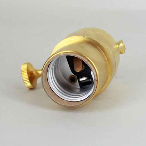 3-Way Round Key Smooth Shell Cast Lamp Socket - Unfinished Brass