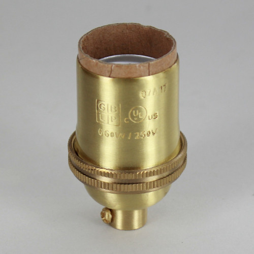 E-26 Keyless Socket with 1/8ips. Female Threaded Cap - Brushed Brass Finish