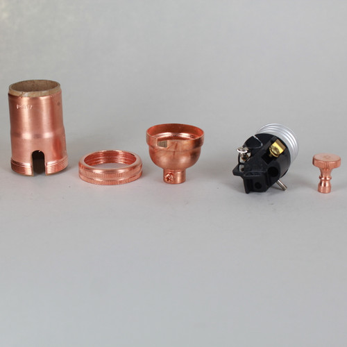 E-26 Single Turn Rotary Knob Socket with 1/8ips. Female Cap - Unfinished Copper