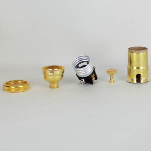 E-26 Single Turn Rotary Knob Socket with 1/8ips. Female Cap - Unfinished Brass