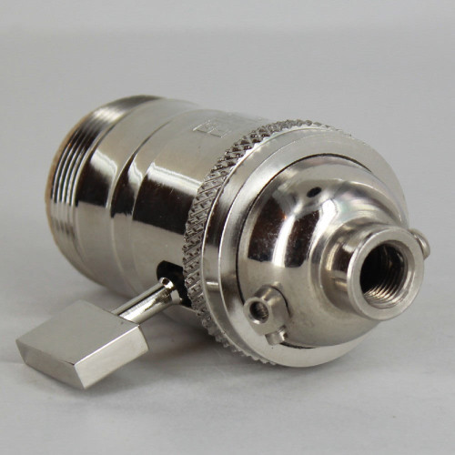 Polished Nickel Finish E-26 Uno Threaded Single Turn Antique Style Paddle Turn Knob Socket