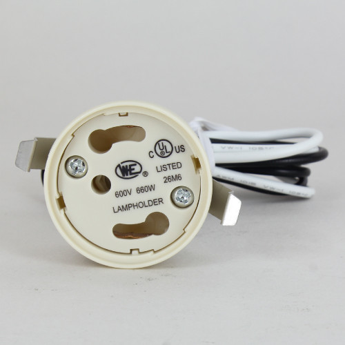GU24 Base LED/CFL Lamp Socket with Snap-In Clips and 24in. Wire Leads