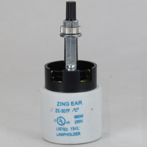 E-26 Porcelain Bottom Turn  Lamp Socket with Solder Terminal Wire Connections.