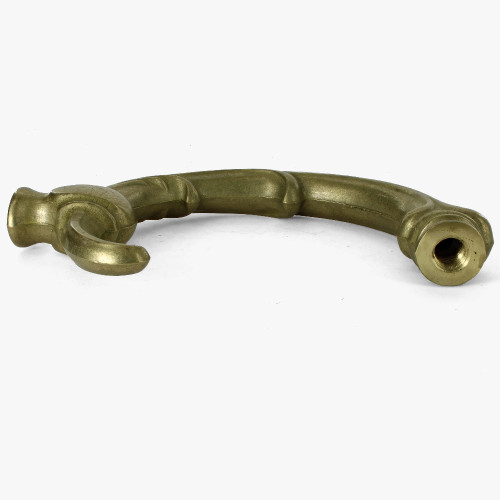 1/8ips Female Threaded Cast Brass C Arm. Arm Measures 6-1/8in Long. Fine European Detailed Casting. Tubed Inside for Easy Wiring. All Lamp Arms are Hollow to Allow for the Wire to Pass Through. Works Great for Chandeliers, Wall Sconces and Candelabras.