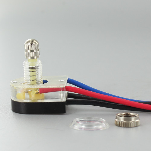 3/8in. Shank On-Off Lighted Rotary Switch with 6in. Wire Leads