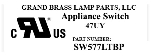 3/8in Shank On-Off Lighted Rotary Switch with 6in. Wire Leads - Brass Plated