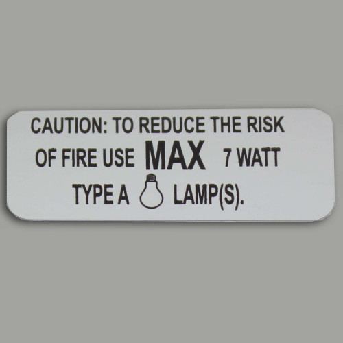 UL 7 Watt Type A Lamp Label