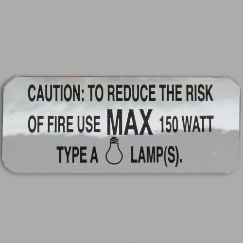 UL 150 Watt Type A Lamp Label