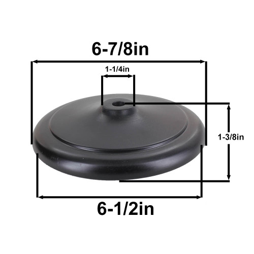 6-1/2in. Recessed Bottom Black Wooden Vase Cap with 1/8ips. Slip Hole