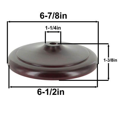 6-1/2in. Recessed Bottom Mahogany Wooden Vase Cap with 1/8ips. Slip Hole