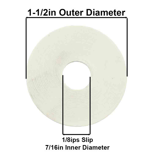 1-1/2in. White Rubber Washer with 1/8ips. Slip Through Hole