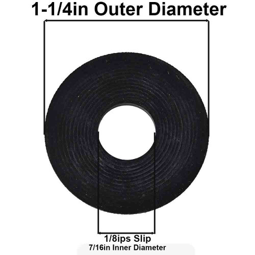 1-1/4in. Black Rubber Washer with 1/8ips. Slip Through Hole