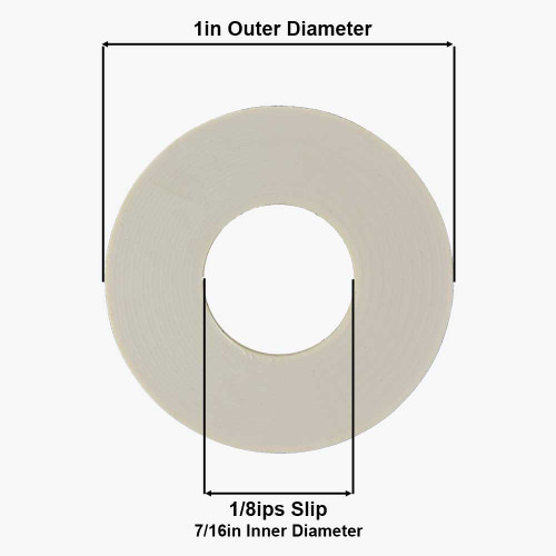 1in. White Rubber Washer with 1/8ips. Slip Through Hole