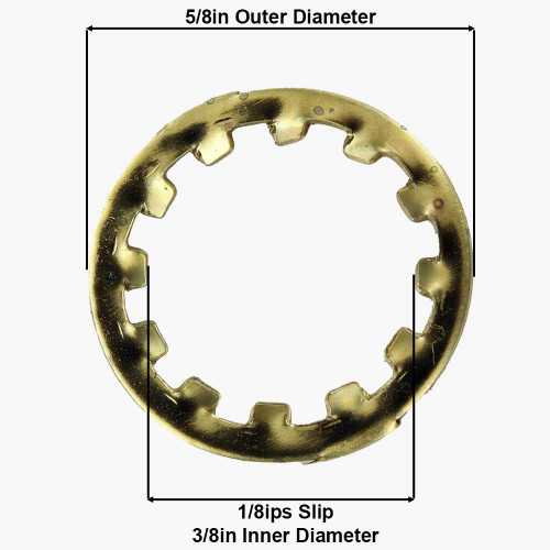1/8ips. Brass Plated Slip Star Lock Washer
