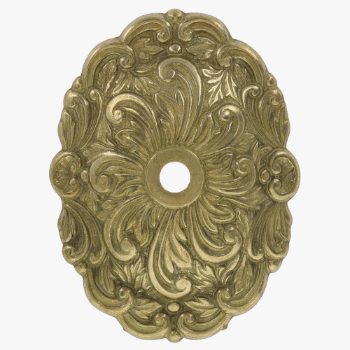 Cast Decorative Back Plate With 1/8ips Slip Center Hole - Unfinished Brass