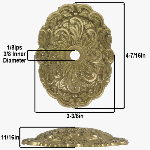 Cast Decorative Back Plate With 1/8ips Slip Center Hole - Unfinished Brass