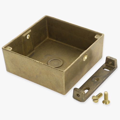 3in Diameter Square Cast Brass Screwless Face Mount Backplate/ Canopy