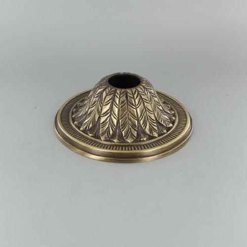 1-1/16in Center Hole - Cast Brass Deep Leaf Canopy - Antique Brass Finish