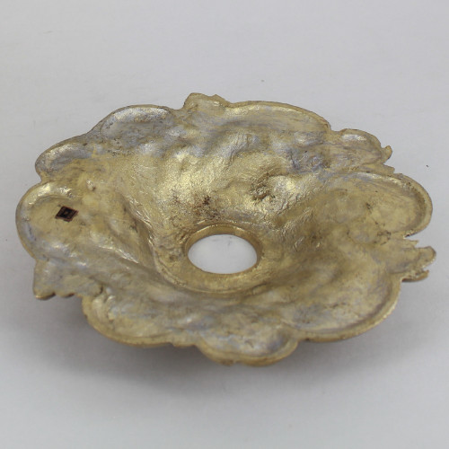 1-1/16in Center Hole - Cast Brass Swirl Canopy - Unfinished Brass