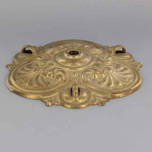 5-1/2in 3 Loop Cast Brass Molded Shell Canopy - Unfinished Brass