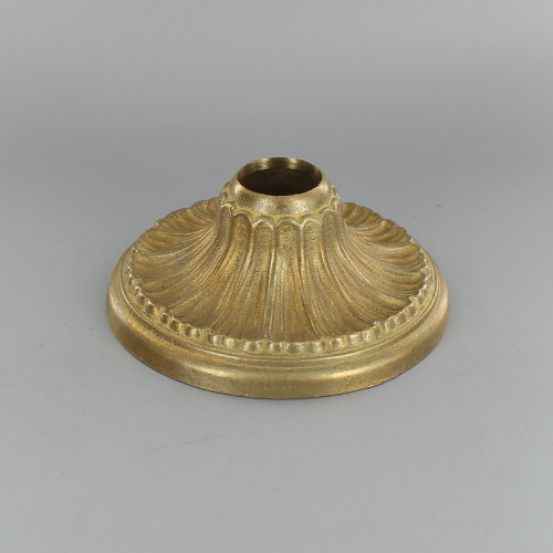 1-1/16in Center Hole - Cast Brass Ribbed Leaf Canopy - Unfinished Brass