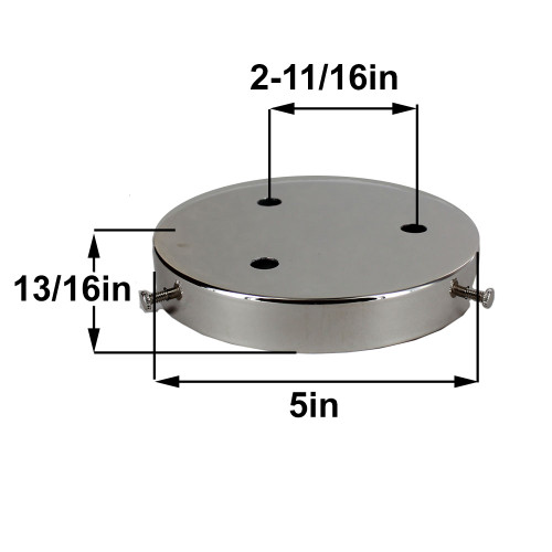 5in 3-Hole Multiport Screw less face mount Canopy - Polished Nickel Finish