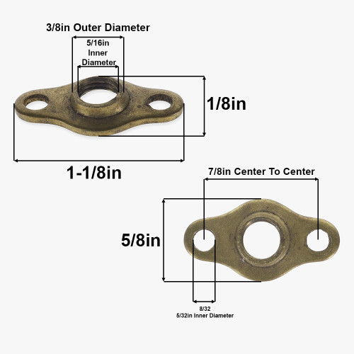 Unfinished Brass Flange with 5/16 Threaded Center Hole. (2) 8/32 Slip Through Holes.