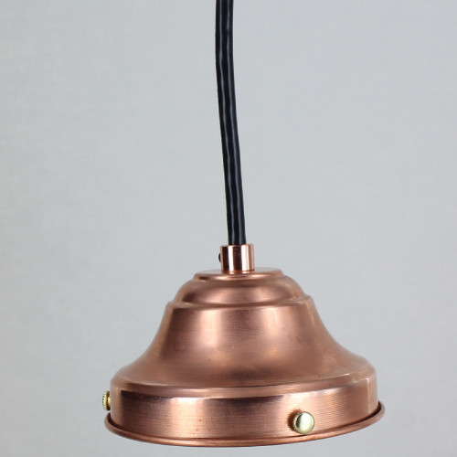 4 in. Copper Shade Pendant Fitter Fixture with 12 ft Black Wire and Black Canopy - UL Listed