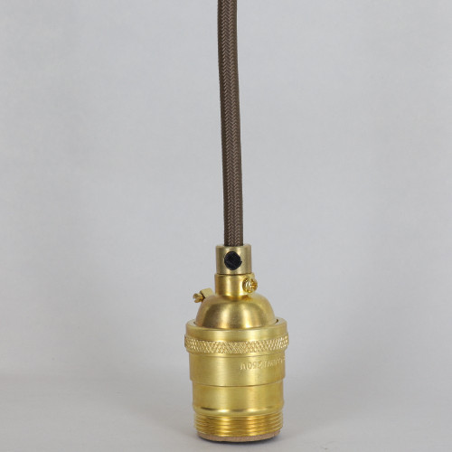 Pendant Fixture with UNO Threaded Keyless Brass Lamp Socket - Unfinished Brass