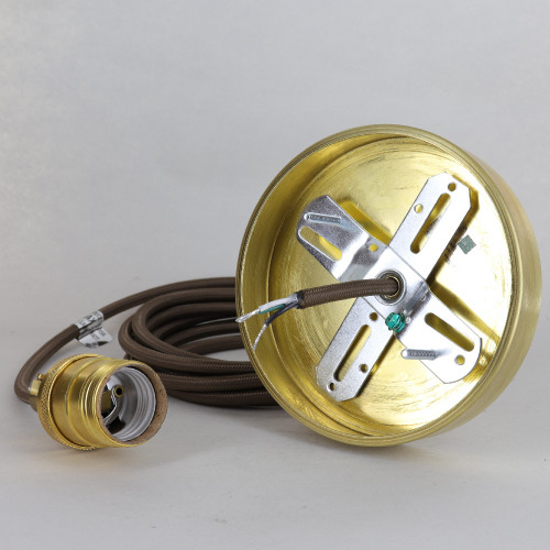 Pendant Fixture with UNO Threaded Keyless Brass Lamp Socket - Unfinished Brass