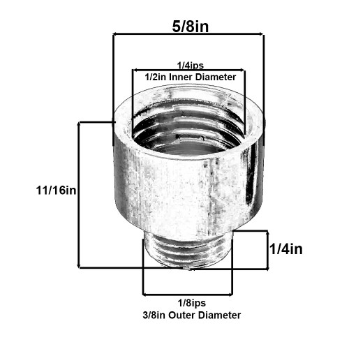 1/8ips Male X 1/4ips Female Satin/Brushed Nickel Plated Finish Straight Nozzle