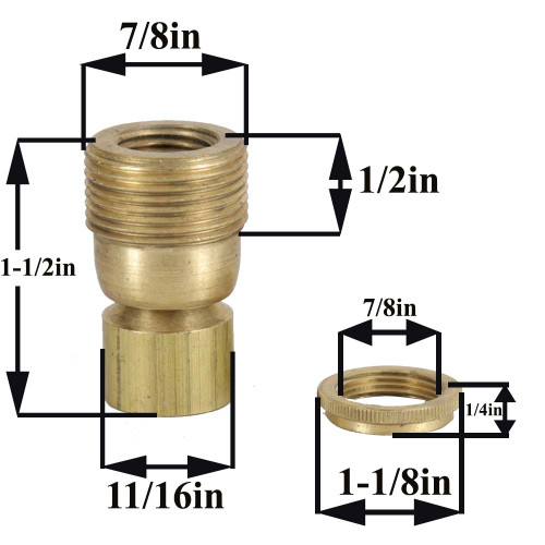 1/4ips. Female Top X 3/8ips. Female Bottom Unfinished Brass Hang Straight