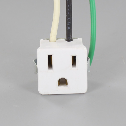 White - Black - Snap-In, Straight Blade, Grounded, Wired  Receptacle