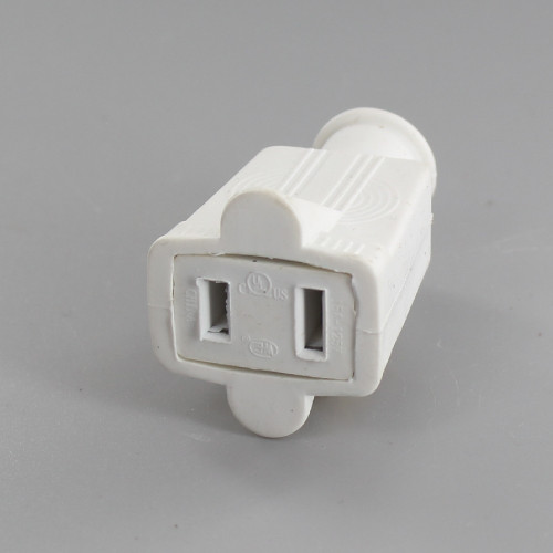 White - Rubber Polarized Outlet with Screw Terminal Wire Connection