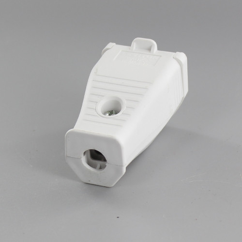 White - Polarized Grounded Clamp-Tight Connector Outlet with Screw Terminal Wire Connection