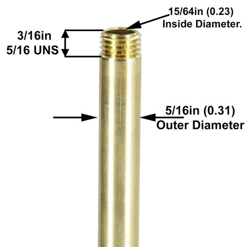 33in Long 5/16-27 UNS Threaded Hollow Brass Pipe