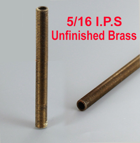 5/16ips - 36in Long Unfinished Brass Hollow Fully Threaded Pipe.