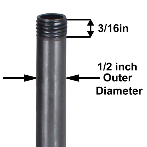 12in. Long 1/4ips (1/2in O.D) Unfinished Steel Round Hollow Pipe