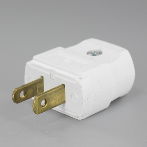 White Leviton Polarized Lamp Plug with Screw Terminals