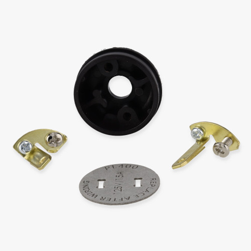 Button Style, Non-Polarized, Non-Grounding, 2-prong Plug With Screw Terminals - Black