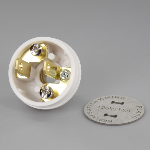 White - Button Style, Non-Polarized, Non-Grounding, 2-prong Plug With Screw Terminals