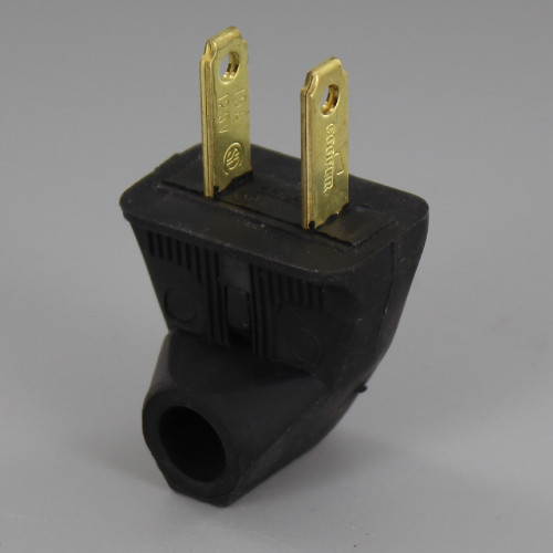 Black - Non-Polarized 2 Wire Flat Angle Side Outlet Lamp Plug with Screw Terminals