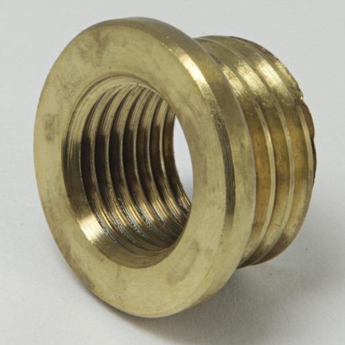 M10X1.0 Female X 1/4 Male Reducer with Shoulder - Unfinished Brass