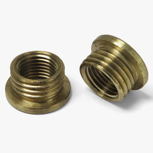 M10X1.0 Female X 1/4 Male Reducer with Shoulder - Unfinished Brass