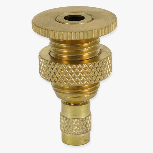 1/4ips Threaded Fixture Holder Suspension System Ceiling Gripper with Locknut and Cable Lock use with 1-1.5mm Steel Cable - Unfinished Brass. Fits 9/16in Holes.