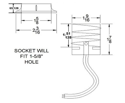 Black Phenolic E-26 Threaded Skirt Sign Socket with Shoulder and Ring