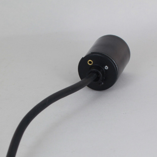 E-26 Porcelain Socket with 1/8ips. Cap and 15ft. Black 18/3 SVT Wire Leads